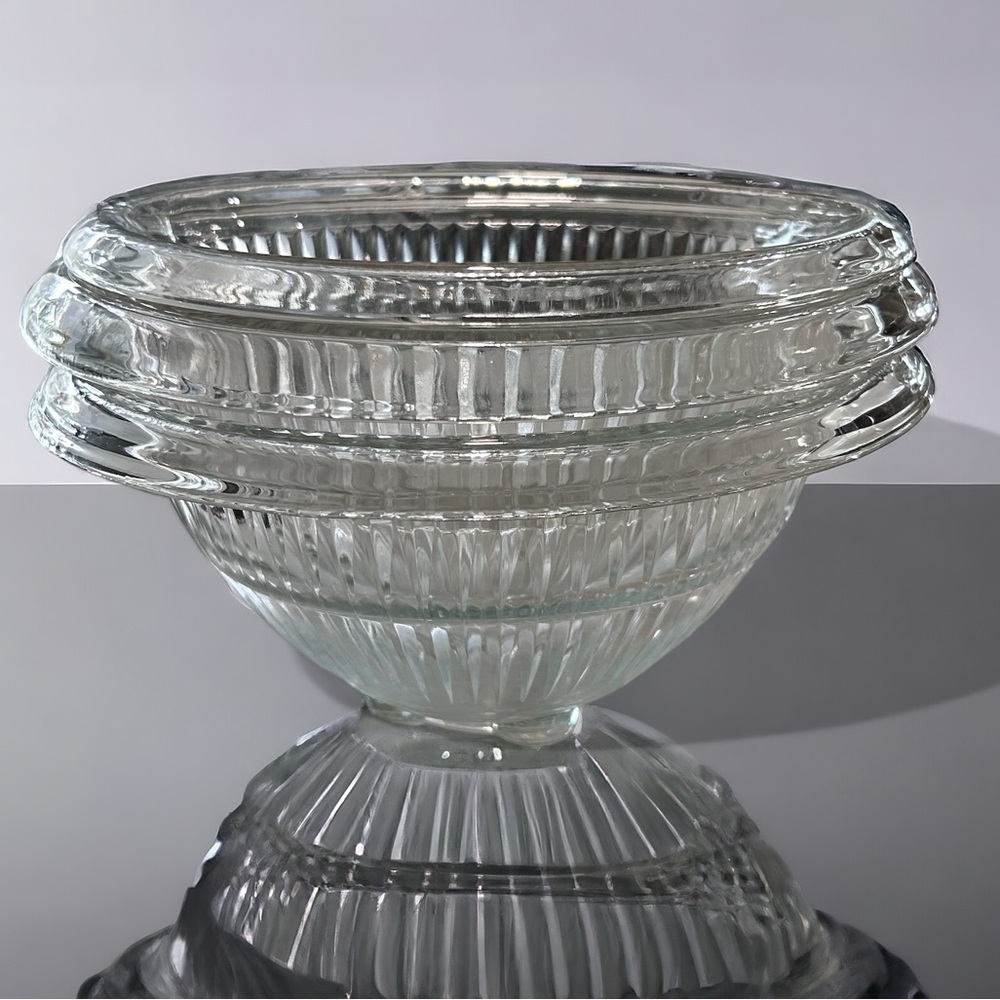 Atlas Depression Set of Glass Ribbed Nesting Mixing Bowls